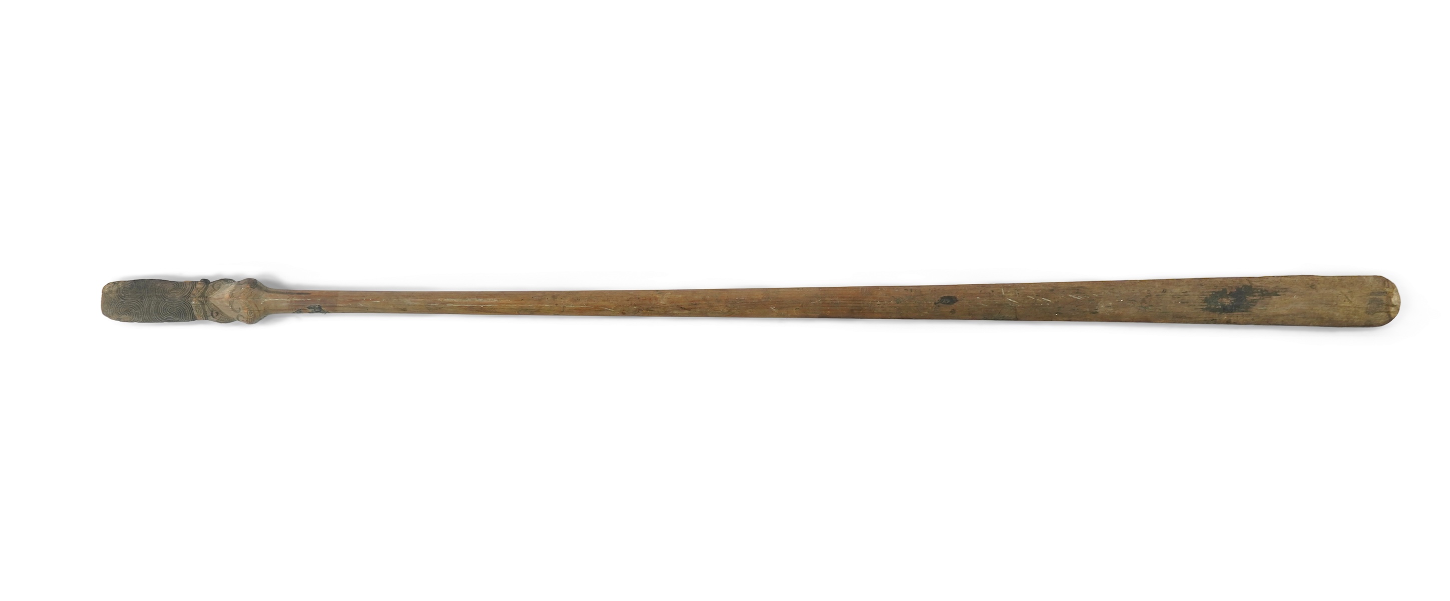 A Maori carved hardwood staff, taiaha, 19th century